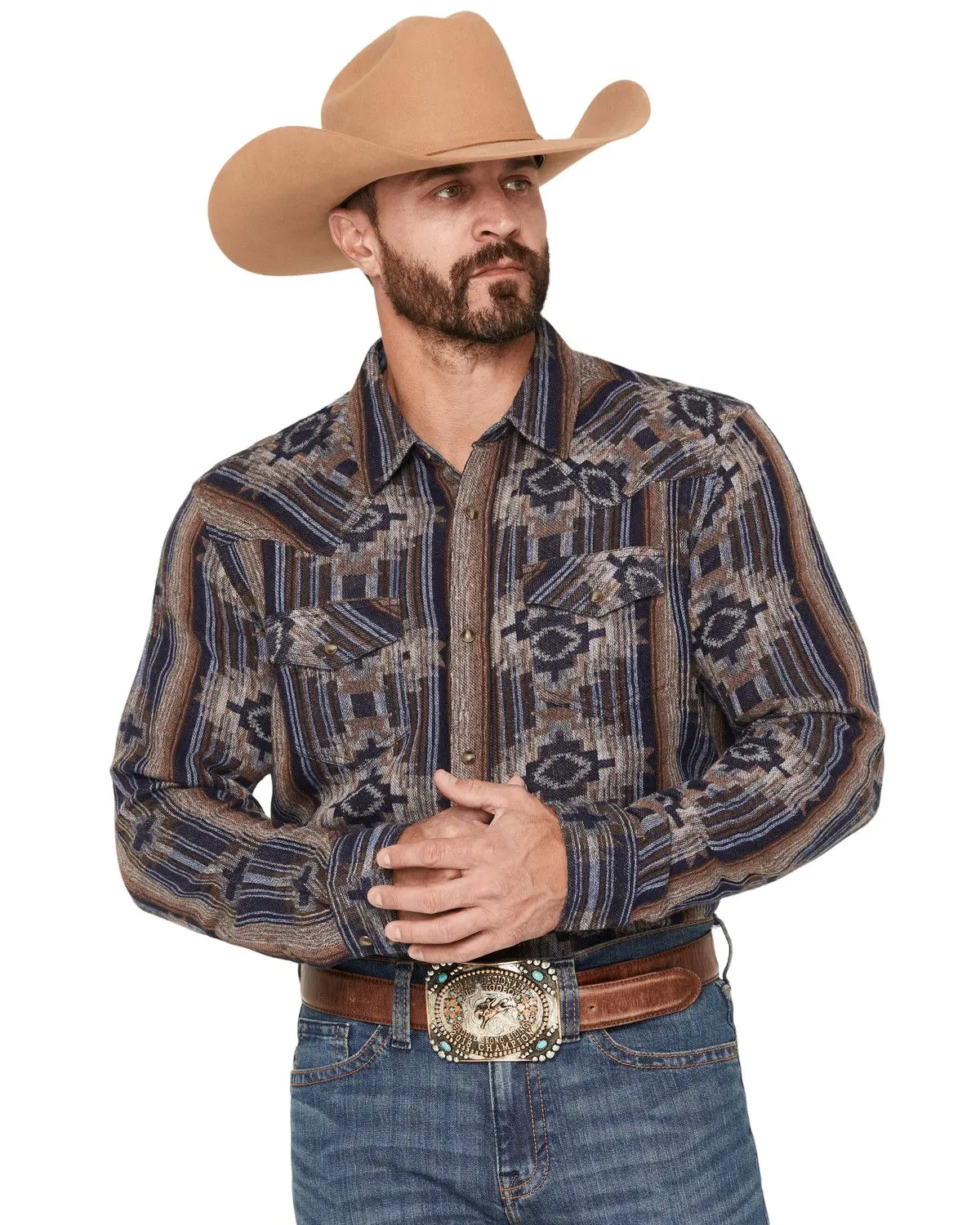 Cody James Men's Men'S Outpost Southwestern Print Long Sleeve Snap - Cjfa26fl8-Bl