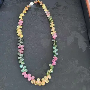Handmade Tourmaline Necklace Natural Gemstone Jewwlry For Women Size 16-18"