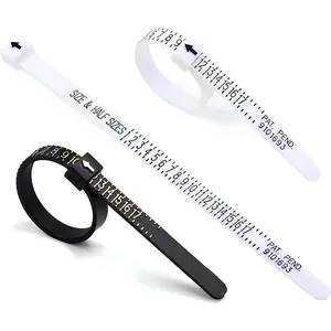 2 Pack US Ring Sizer Measuring Gauge, 1-17 USA Rings Size, Plastic Finger Sizing Measure Tool, Reusable Finger Size Gauge Measure Tool Jewelry Sizing Tools, Black & White