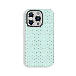 for iPhone 17ProMax.Elegant Light Green Bottom Turquoise Polka Dot Pattern Phone Case, Phone Case Suitable for Iphone 11/12/13/14/15/16/17 Pro Promax Plus Air