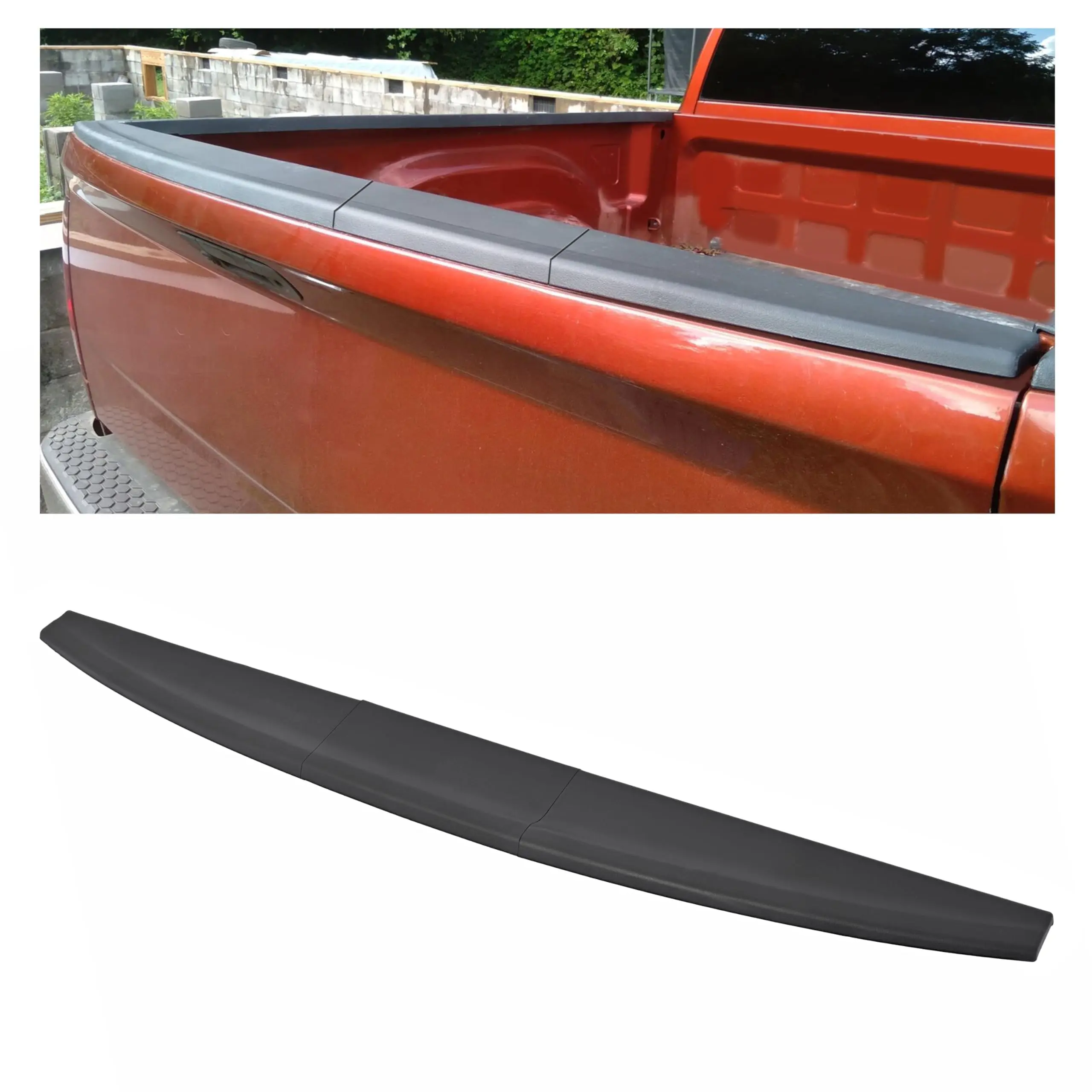 Tailgate Spoiler Cover Cap for 2009-2018 Dodge Ram 1500,  2010-2018 Ram 2500 & 3500, ABS Black Rear Tailgate Top Protector Molding