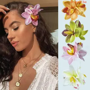 Artificial Orchid Hair Clip, Tropical Flower Hair Accessory For Weddings Beach And Themed Parties