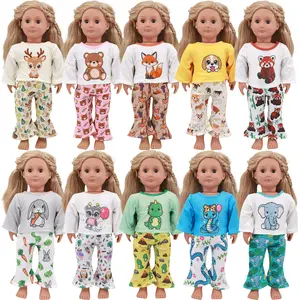 18 Inch American Girl Doll Cartoon Long Sleeve Sleepwear, Summer Fashion Clothes, Toy, Casual Wear, Dress-Up Play