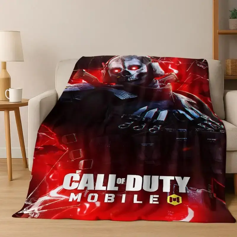 Call of Duty Ghost Simon Cartoon Art Flannel Blanket, Cozy Soft Gaming Throw Blanket for Bed Sofa Couch, Gamer Bedroom Decor, Fan Gift