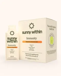 Immunity by Sunny Within - Pineapple Passion Fruit Flavor (30 Pouches) - 6-in-1 super immunity stack with liposomal Vitamin C, Bee Propolis, Quercetin, Zinc, and Organic Avocado Oil for absorption