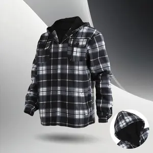 Men Heavy Thick Flannel Plaid Jacket Sherpa Fleece Lined Sweatshirt Big&Tall Hoodies Zip Up Winter Warm Coat