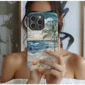Ocean Waves MagSafe Phone Case Beach Palm Tree 2 in 1 Shockproof Durable Slim Protective Cover Summer Aesthetic Gift Compatible with iPhone 11-17 Pro Max Plus and Samsung Galaxy S22-25