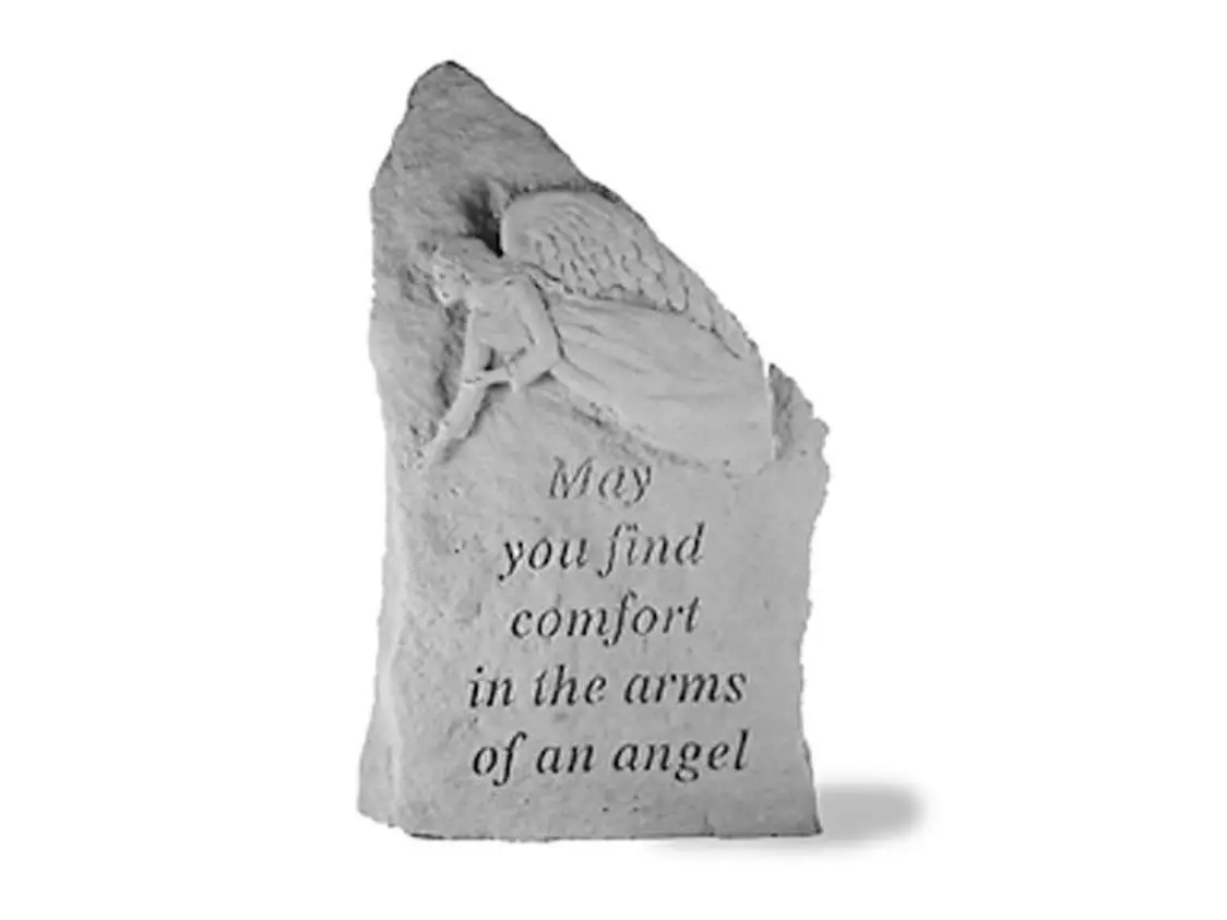 Kay Berry Inc. Angel Memorial Plaque - Angel Sign, Cast Stone, Weatherproof, 14.75in x 8.5in, Wall Display