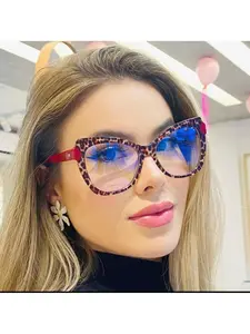 Eyeframe frame European and American personality contrasting color trend cat eye plain glasses frame women's new cross-border minimalist glasses