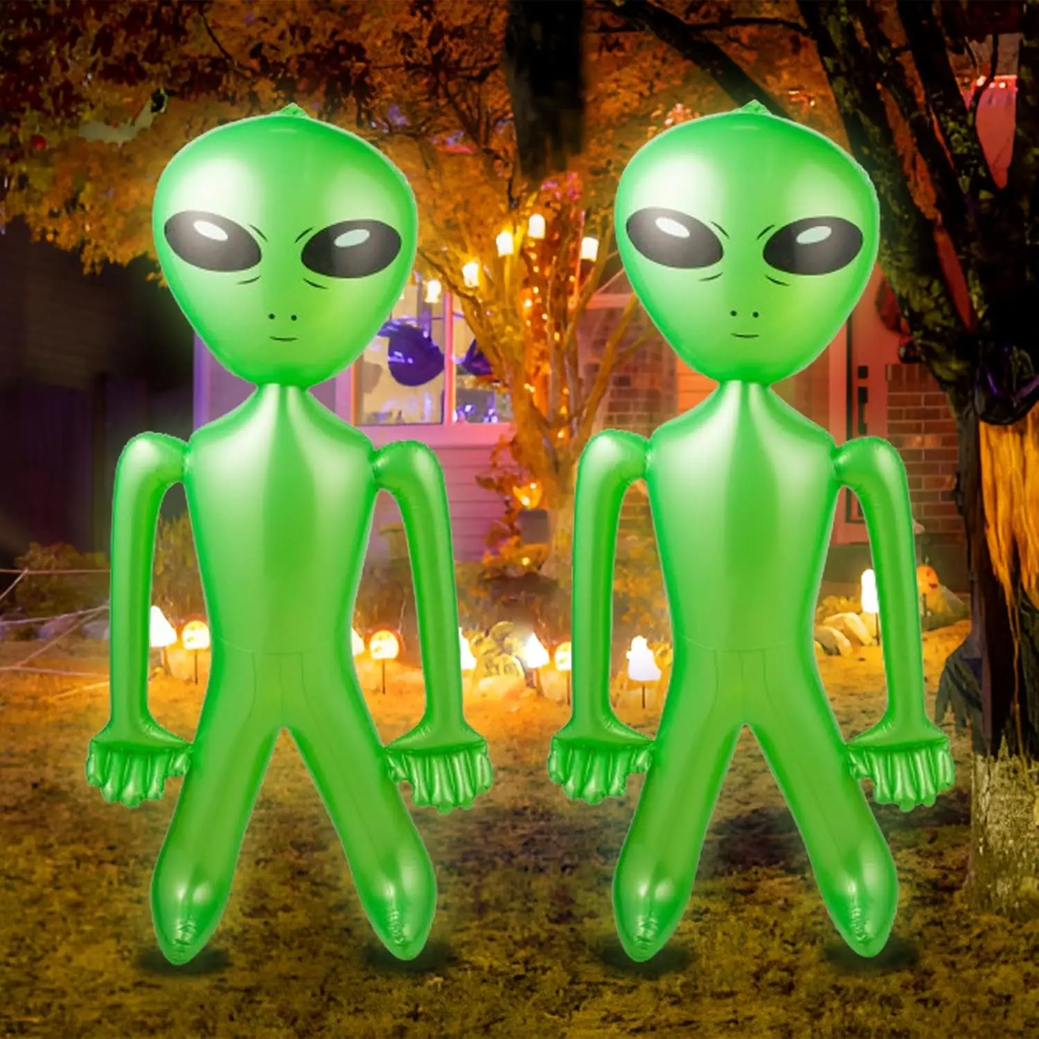 60 Inch (5 ) Giant Alien Inflatable - Pack of 2 -  Green Alien, for  Prize, Alien Halloween Decorations Theme Party Favors Photo Prep & Decorations