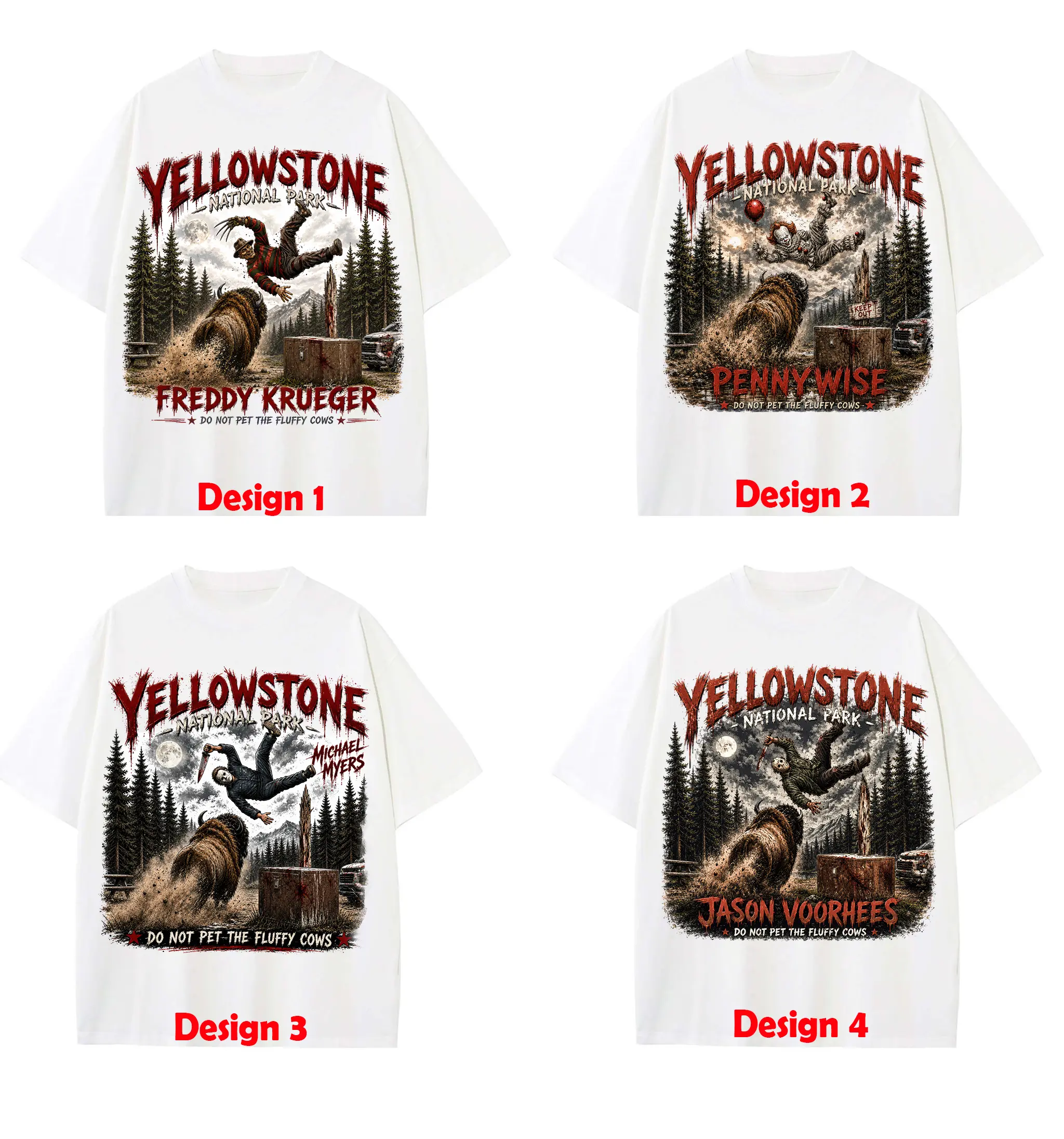 Horror Shirt, Yellowstone National Park Shirt, Family Trip Outfit, Funny Meme Cows, Halloween Tee, Full Size S-5XL