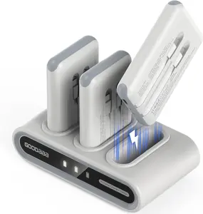 GOODaaa 3-Pack Portable Charger, 10000mAh Slim Power Bank with Built-in Cables, 3 Outputs 1 Input Fast Charging Family Power Hub, 180 DIY Stickers, Compatible with iPhone Samsung Android & All Phones, for Travel Home Office