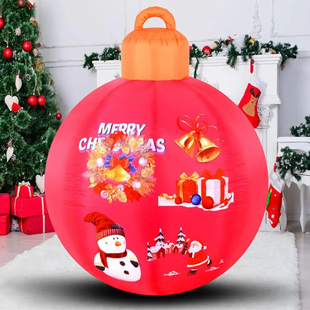 YUEWO 47.2" Light Up Inflatable Christmas Ball Giant Inflatable Ornaments Outdoor Large Xmas Ball Inflatable Christmas Blow Up Yard Decorations for Outside Holiday Yard Lawn Porch Decor (Pink)