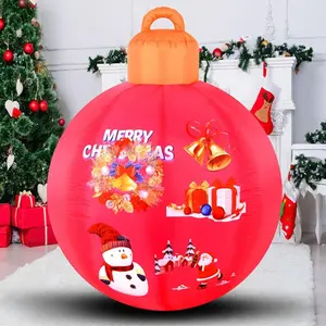 YUEWO 47.2" Light Up Inflatable Christmas Ball Giant Inflatable Ornaments Outdoor Large Xmas Ball Inflatable Christmas Blow Up Yard Decorations for Outside Holiday Yard Lawn Porch Decor (Pink)