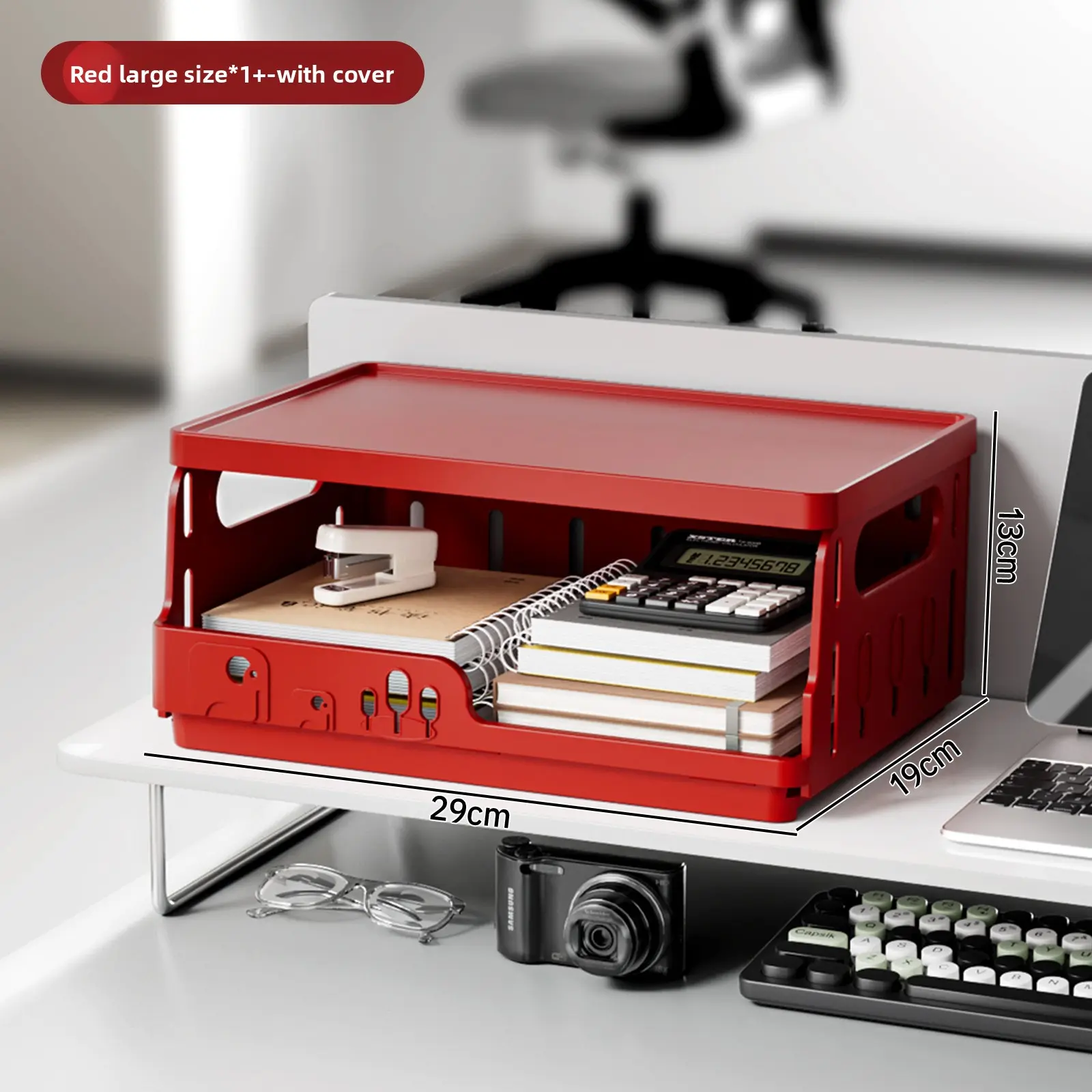 1-Pc Large Crate with Lid - Berry Red