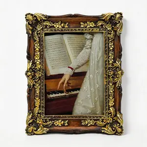 Vintage Floral Print Frame, Handmade Resin Antique Photo Frame, Luxury Design, Ideal for Desktop & Wall Hanging Decor