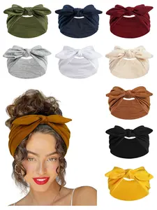 Women's Pure Color Bow Headband, Anti-Slip Wide Vintage Hair Scarf, Cute Knot Hair Band Accessory, 1 Piece Pack, Hair Bows Headbands