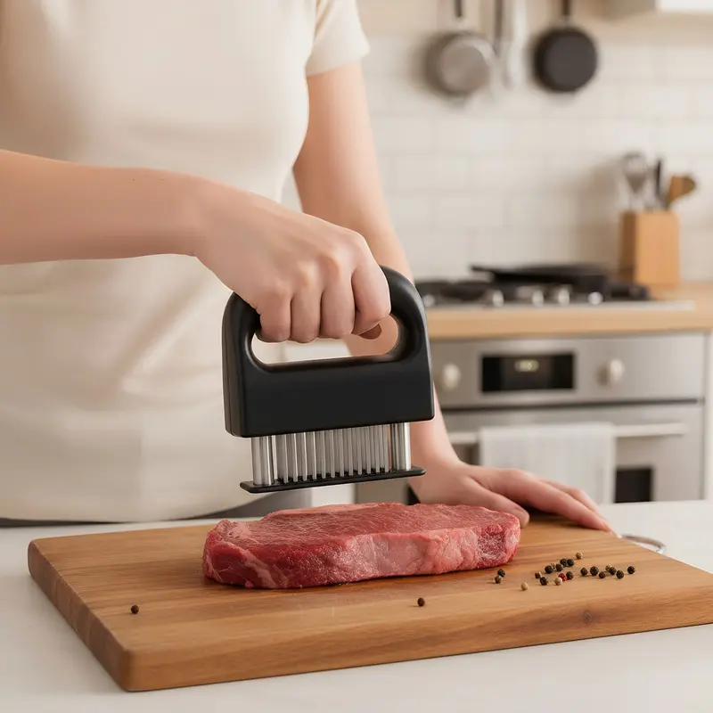 48-needle Meat Tenderizer for Breaking Fibers Creating Holes Enhancing Flavor Household Tool for Pork Beef Steaks Stainless Steel Non-Slip Handle Mallet Kitchen Utensils Black Blade ultra-sharp,stainless,steel blade kitchen meat tenderizer Home Chopper