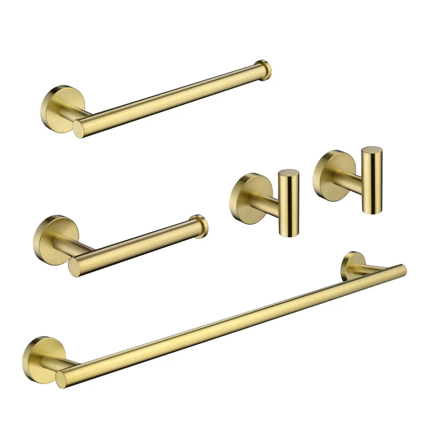 5-Piece SUS304 Stainless Steel Bathroom Accessory Set Towel Hook, Toilet Paper Holder, Hand Towel Holder, 23.6 Inch Towel Bar Bathroom Hardware Accessories Set - Brushed Gold, Brushed Nickel, Matte Black