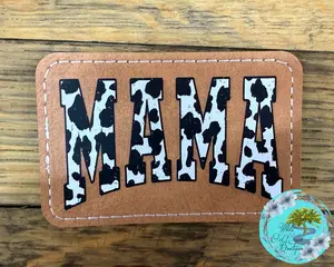Mama Cow Print Faux Leather Trucker Hat Patch