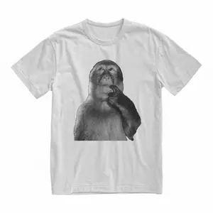 Monkey Thinker T-Shirt - Funny Thinking Ape Gif For Boyfriend - Sarcastic Meme Graphic Tee, Shortsleeve, basic tops, Fabric Cotton, Women's Top, Menswear Top, Gifs, Streetwear