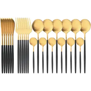 24-Piece Rainbow Titanium Flatware Set – Stainless Steel Cutlery Service for 6