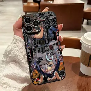 Vibrant Soul Eater Phone Case for iPhone 17 Air 16 15 14 13 12 11 Pro TPU Protective Cover Shockproof Screen Protector Anime Cartoon Design Personalized Smartphone Casing Animal Colorful Protection Cellphone Black