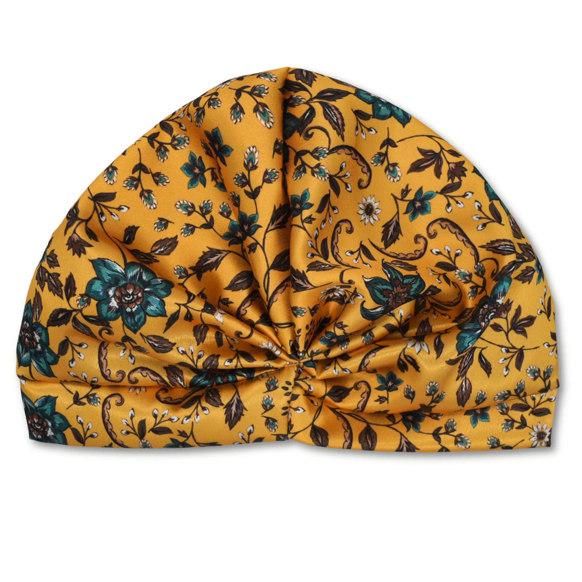 Yellow Gold Satin Finish Floral Vine Turban