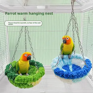Plush Warm Hanging Bird Nest Swing Bed - Indoor Suspended Cozy Hammock Rest Sleeping House for Parrots Cockatiel Budgies Conure Lovebird Small Birds