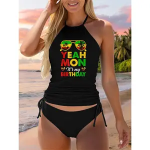 Yeah Mon Jamaican Jamaica Birthday Party Girls Women Two Piece Swimsuit