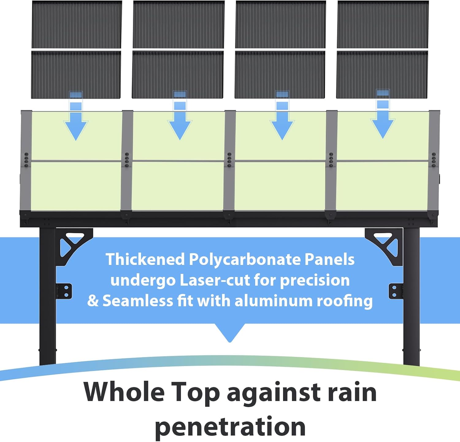 Aoxun 8’x10’ Wall Mounted Gazebo Pergola for Outdoor Patio Decks Backyard Heavy Duty Awnings Black Clearance