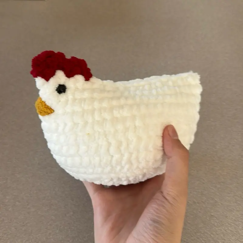 Crochet Chicken Decor, Handmade Crochet Animal Figurine for Home Shelf Ornament
