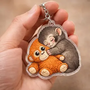 Punch the Baby Monkey Acrylic Keychain, Kawaii Monkey Plush Charm, Adorable Animal Keyring, Gift for Kids & Friends, Cute Backpack Bag Charm