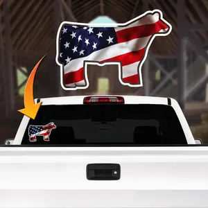 Show Steer American Flag Print Decal - Weather Proof Car Stickers