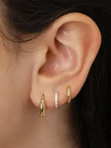 Women's Elegant Rhinestone Decorated Hoop Earrings, 3 Pairs Summer 2024 Trendy Geometric Design Hoop Earrings, Chic Gorgeous Jewelry As Gift for Girlfriend, Accessories for Women