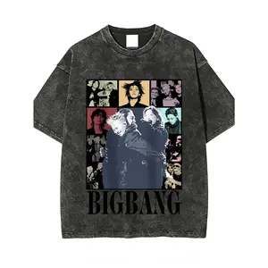 100 Percent Cotton Oversized Graphic T-Shirt Bigbang Band Collage Print Summer Autumn Retro Fashion Style Street Fashion Retro Fashion Style Gift For Music Lovers And Kpop Fans