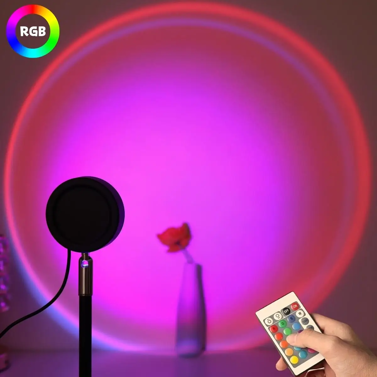 USB Powered Sunset Projector LED Lights for Bedroom, RGB Color Changing Projector Lamp with Remote Control, Decorative Ambient Light for Game Room Liv