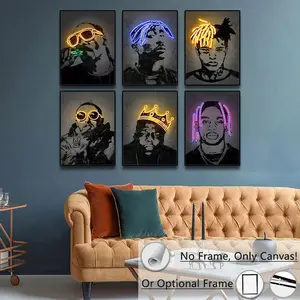 Rapper Pattern Unframed Canvas Painting, 1 Count Modern Wall Art Painting, Wall Decor for Home Living Room Bedroom Office School