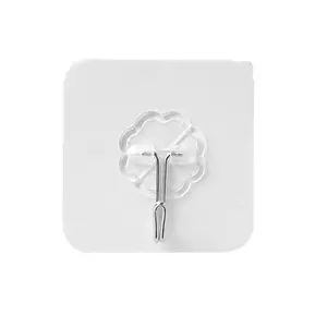 1 Pack Punch-Free Self Adhesive Hooks, Transparent Strong Sticky Hooks, Wall Hooks for Kitchen Bathroom Coat Hanging