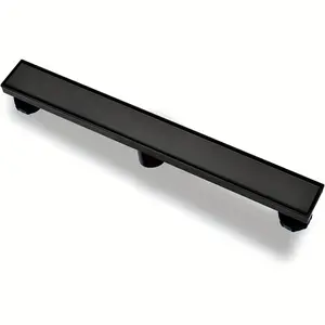 Linear Shower Floor Drain, Black 24 Inch 304 Stainless Steel Bathroom Drains Kit, Rectangular Shower Trench Drain with Reversable Tile-in Pattern Drain Cover & Hair Catcher