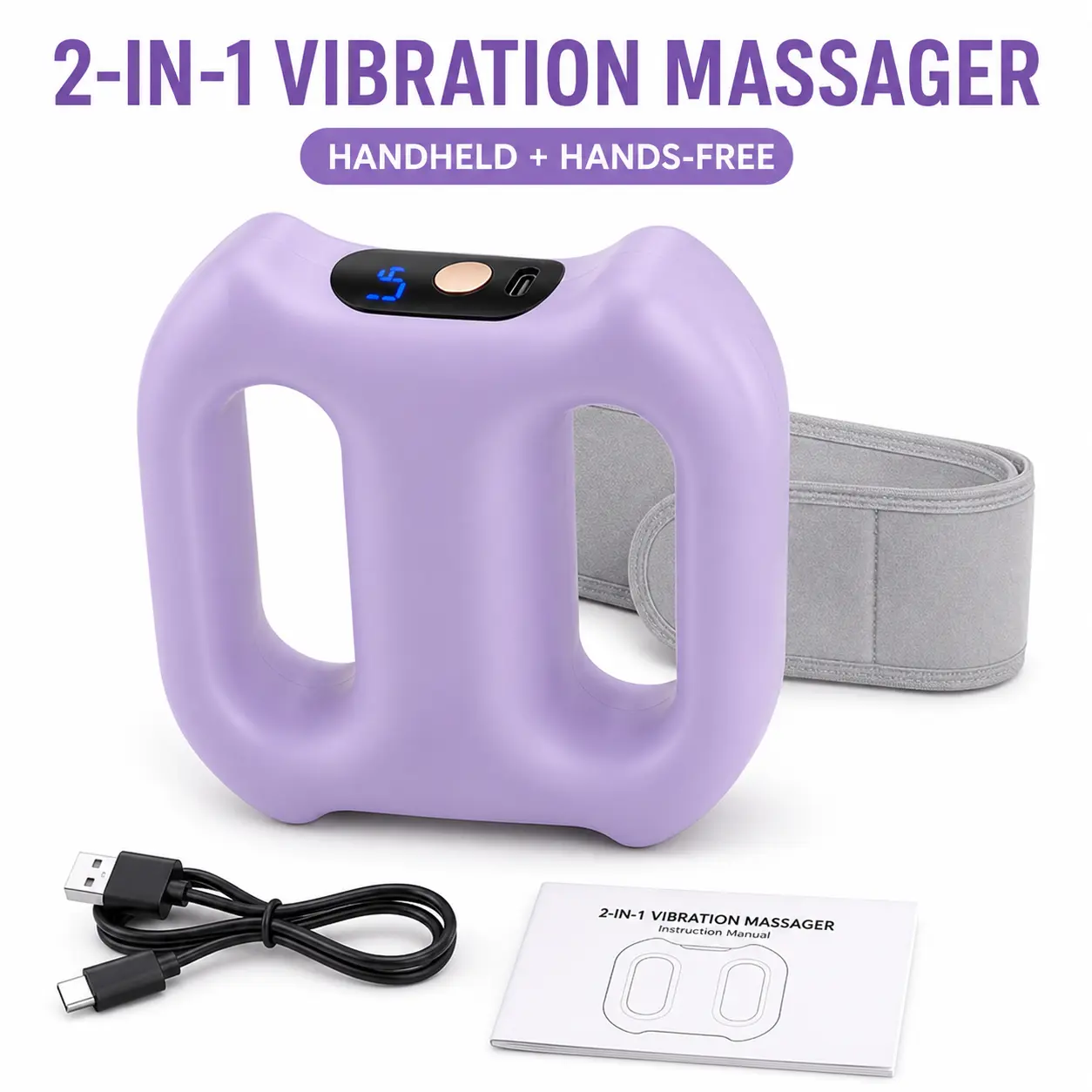 Deep Tissue Percussion Muscle Massager, Electric Dual-Ring Fascia Massager with Belt, 3 Modes and 5 Intensities Handheld Full Body Fascia Massager Ring for Relaxation, Portable Muscle Massagers, Cordless Fascial Ring