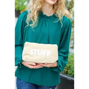 Taupe "Stuff" Sherpa Zipper Bag