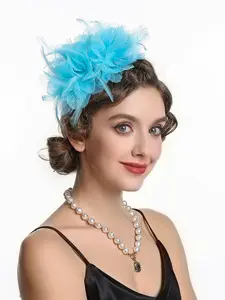 Fascinator Hats for Women Tea Party Hat Kentucky Vintage Derby Hat Feather Flower Headbands for Cocktail Wedding