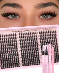 Manga Lash Clusters Kit Natural 300 Pcs Cluster Eyelash Extensions Kit Wispy Fairy Eyelash Clusters Anime Cosplay Individual Lash Extensions Kit CC Curve 10-16mm