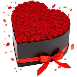 VEVOR Forever Flowers, 100 Preserved Roses in a Heart Shape Box, Eternal Flowers Immortal Bouquet Birthday Present for Women Her Wife Mothers, Anniversary, Valentine's Day, Christmas, Red
