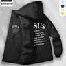 Waterproof Jesus Streetwear Casual Windbreaker Jacket | Lightweight Hooded Outdoor Techwear | Minimalist "JESUS" Letter Print Unisex Outerwear | Windproof Spiritual Faith Apparel for Daily Wear