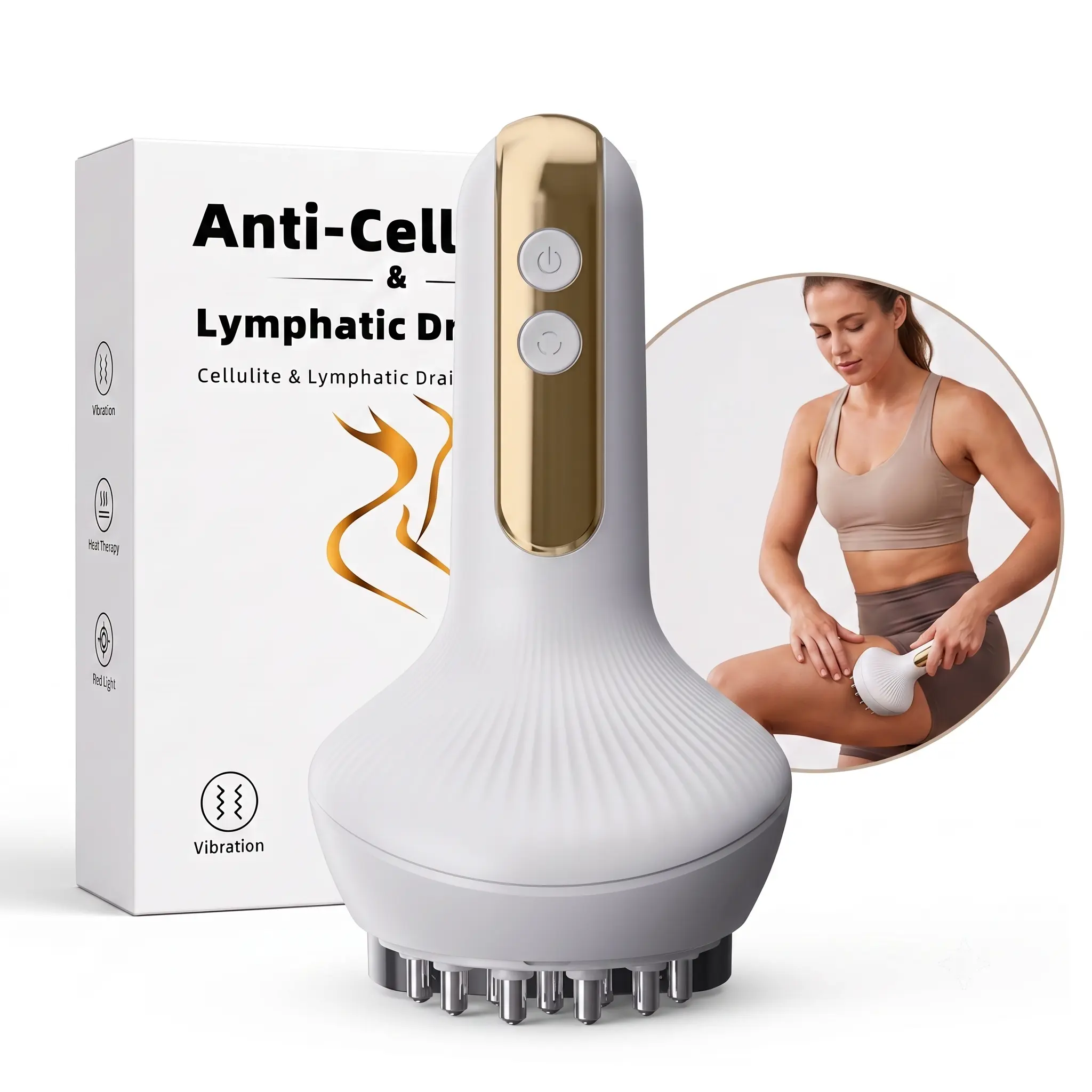 Lymphatic Drainage Massage Tool, 5-in-1 Body Sculpting Massager with Cupping, Gua Sha, Heat & Red Light Therapy for Women’s Home Spa, Back, Waist and Legs