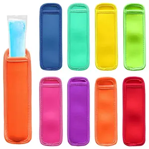 8PCS Reusable Ice Popsicle Holders, Ice Pop Neoprene Insulator Sleeves, Freezer Popsicle Holder Sleeves, Ice Popsicle Holders for Kids, Colorful Ice Sleeves Holder Bag for Frozen Treats Yogurt Tubes Ice Cream Men Women Party