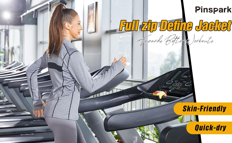 PINSPARK Women Sports Jackets Workout Full Zip Track Tops Running Yoga Jacket Breathable Activewear tracksuit flexible tracksuit workout set Springtok