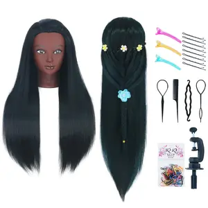 Mannequin  with Hair 26"-28'' Doll  for Hair Styling Manikin Practice   Braiding Heads With Clamp Holder and Styling Tools (Black)